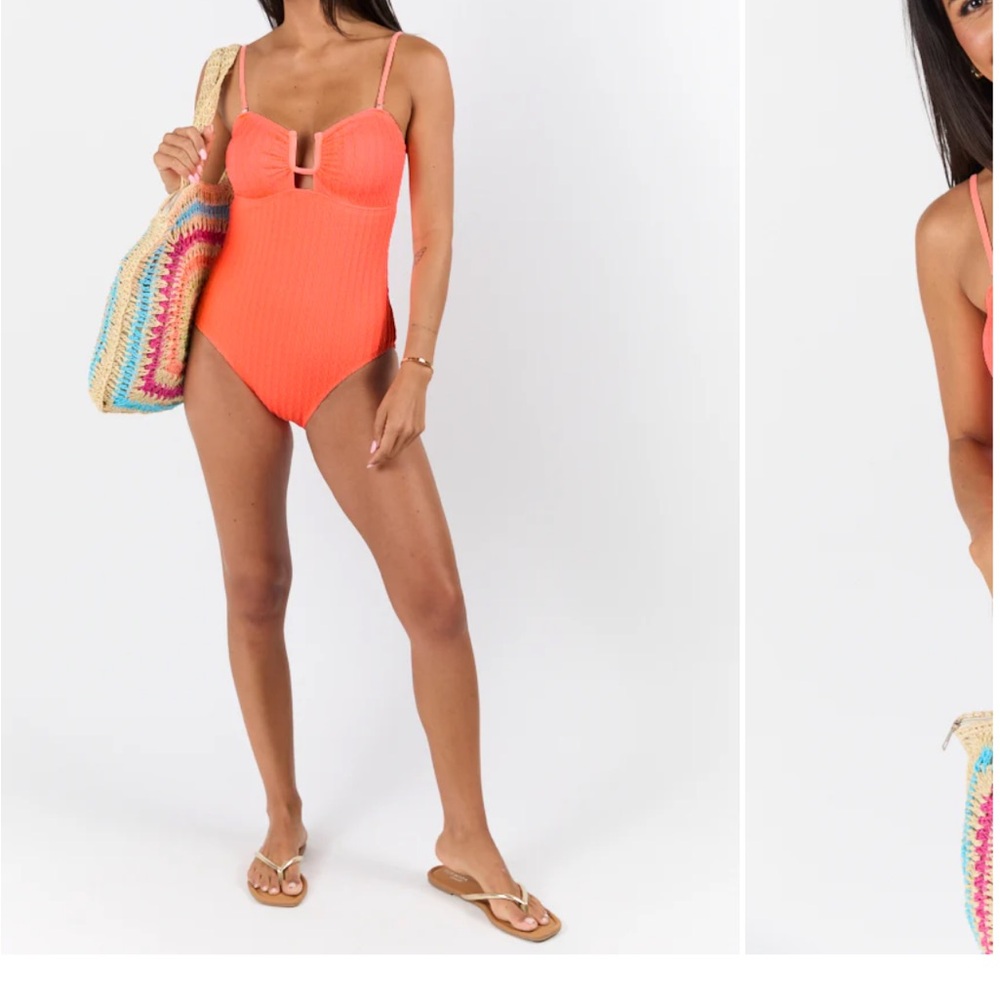 Pink Lily Vibrant Orange One Piece Swimsuit
